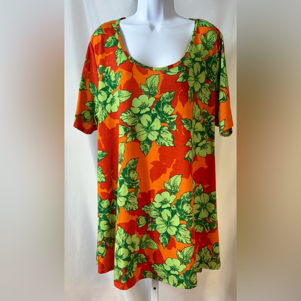 Women's Orange Floral Scoop Neck Top